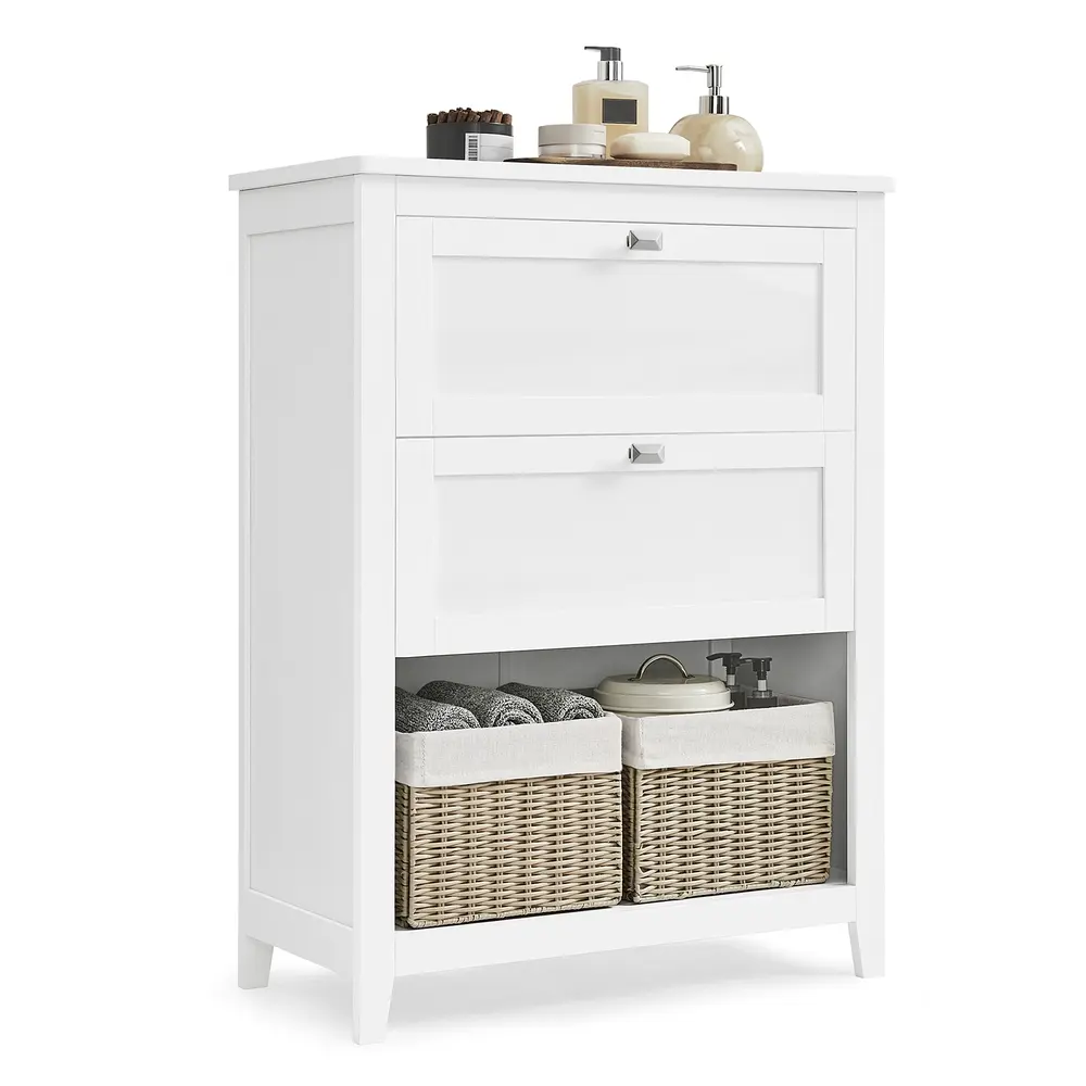 Bathroom Cabinet 2 Drawers with 1 Set of Adjustable Dividers Cloud White