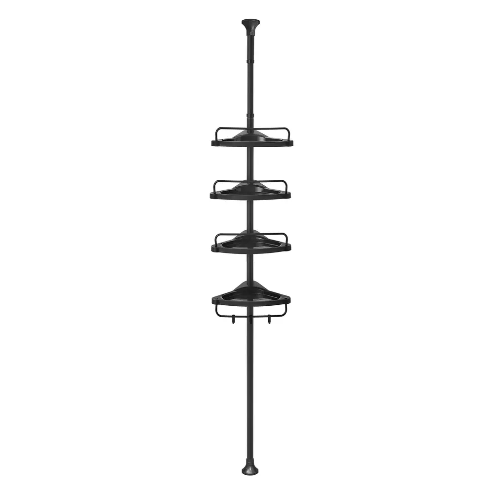 Black Adjustable Corner Bathroom Shelf