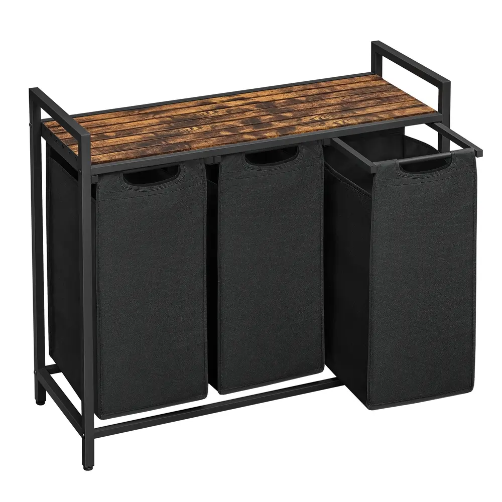 Laundry Basket with 3 Pull-Out and Removable Bags