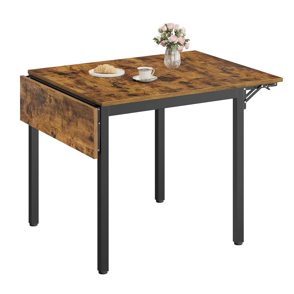 Extendable Dining Table Rustic Brown and Ink Black