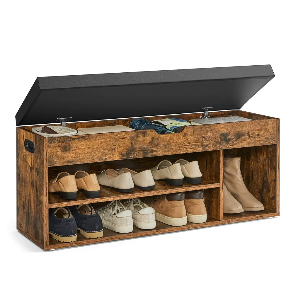 Shoe Bench with Cushion Load Capacity 150 kg Rustic Brown