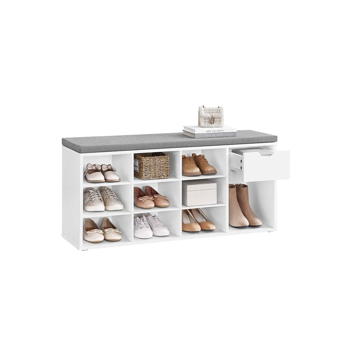 Open Compartments Shoe Bench