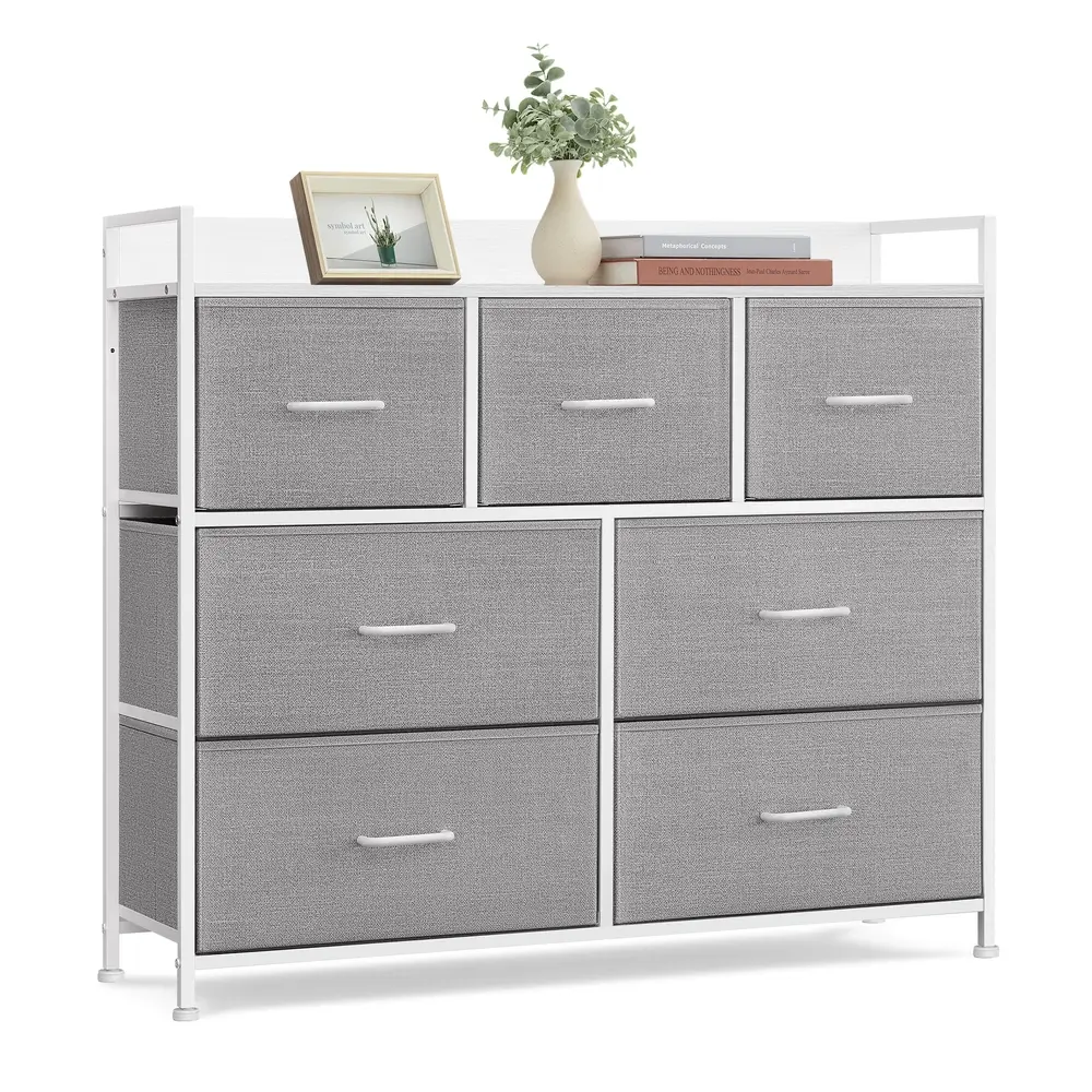 Chest of 7 Drawers Dove Grey and Cloud White