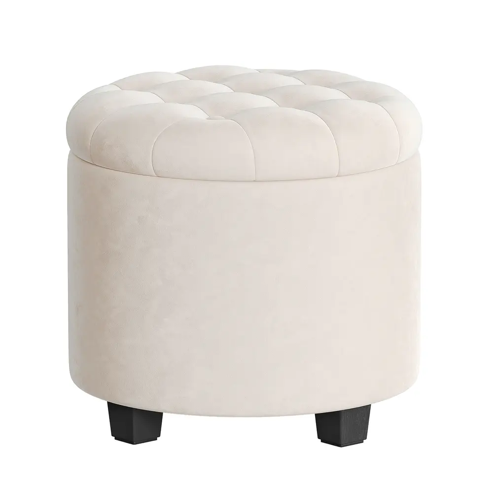 Round ottoman with storage and footrest