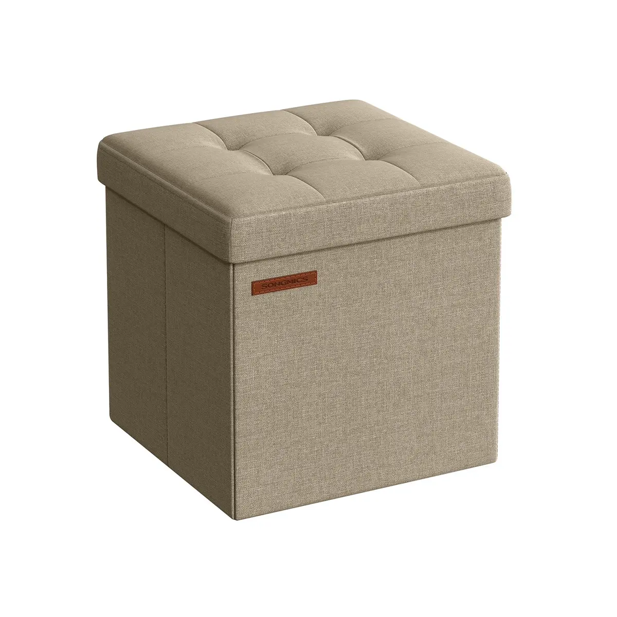 30 x 30 cm Small Foldable Storage Ottoman Camel Brown