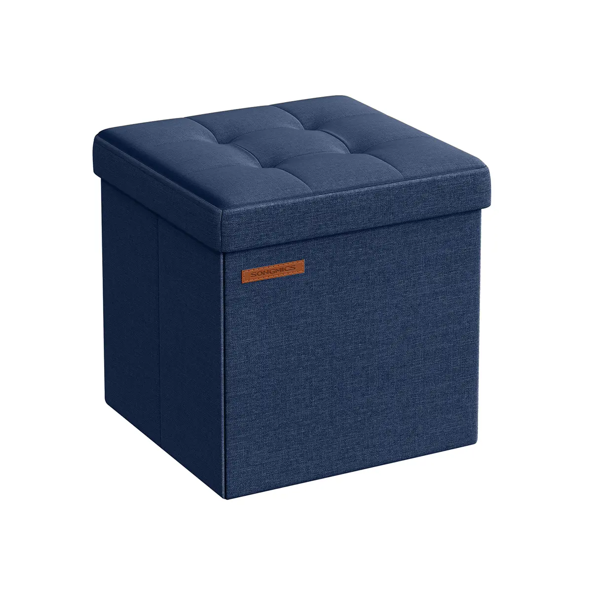 30 x 30 cm Small Foldable Storage Ottoman Midnight Blue