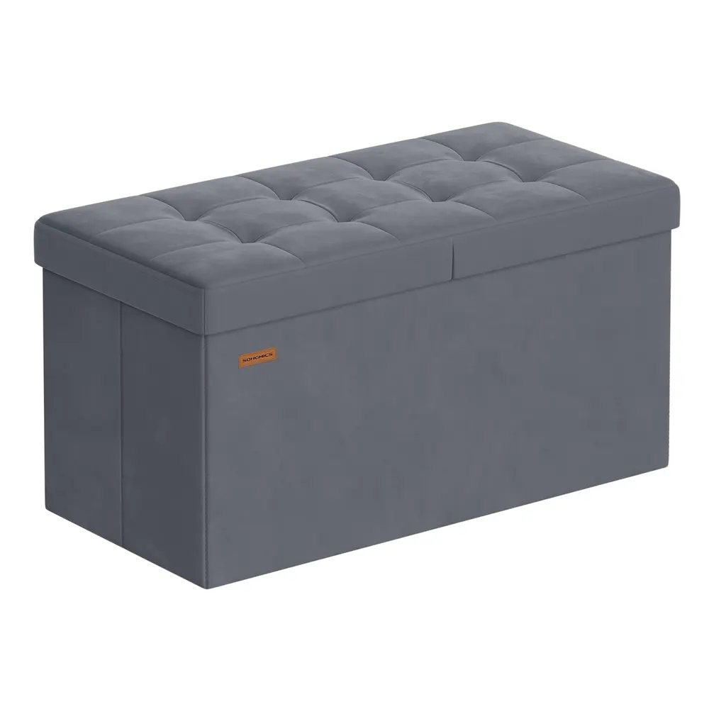 Storage Ottoman 38 x 76 x 38 cm Slate Grey