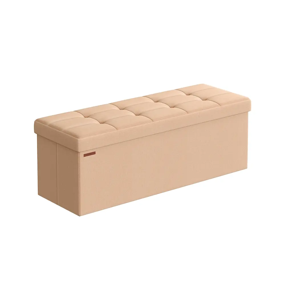 Storage Ottoman Bench with 110 cm Folding Foot Rest Stool