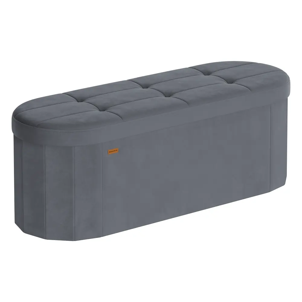 Storage Ottoman Bench Storage Chest 110 L Capacity 38 x 110 x 38 cm Slate Grey
