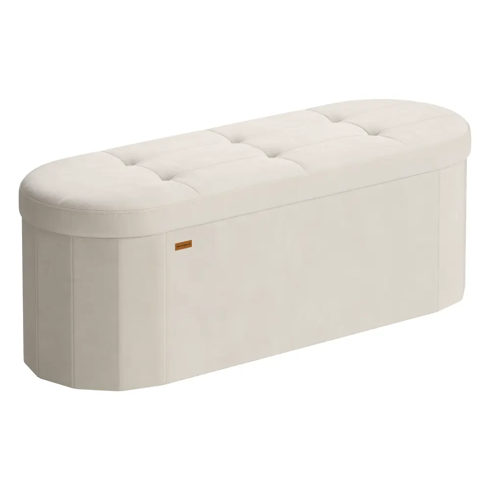 Storage Ottoman Bench Storage Chest 110 L Capacity 38 x 110 x 38 cm Cream White
