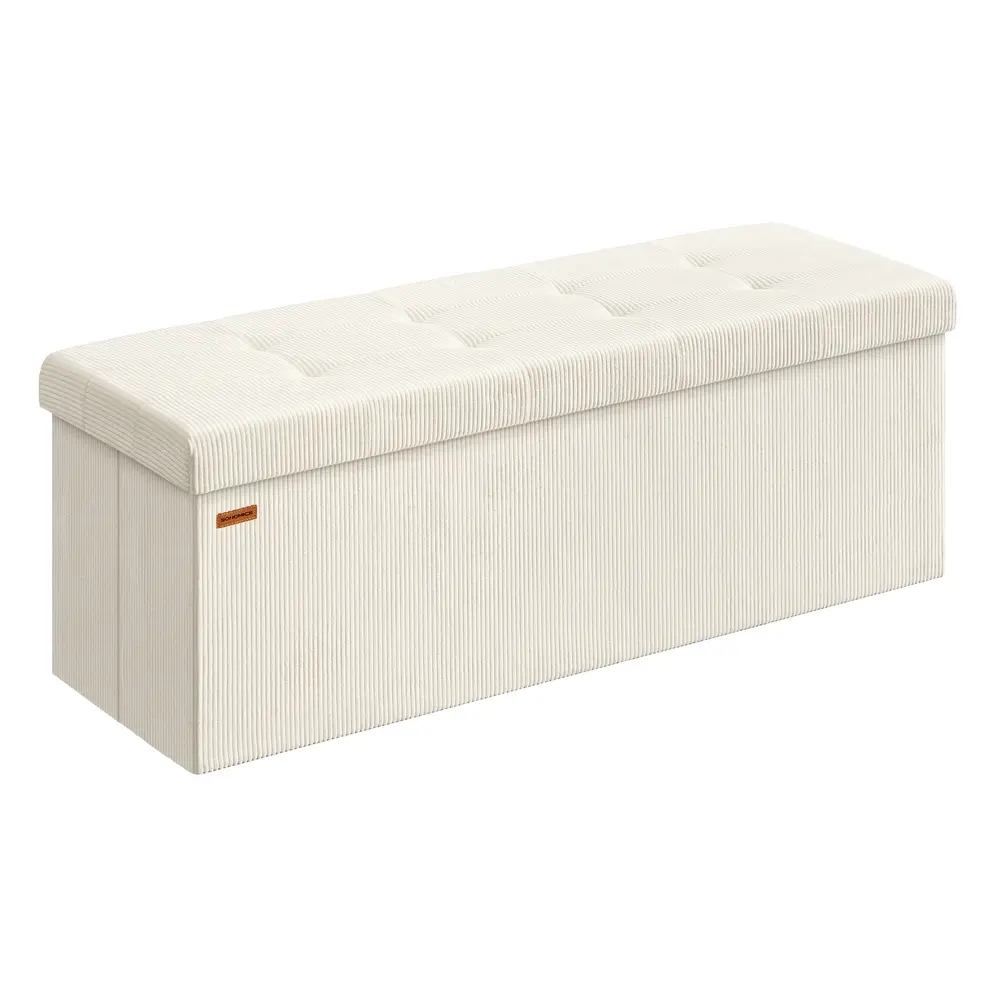 Foldable storage ottoman bench with foot rest