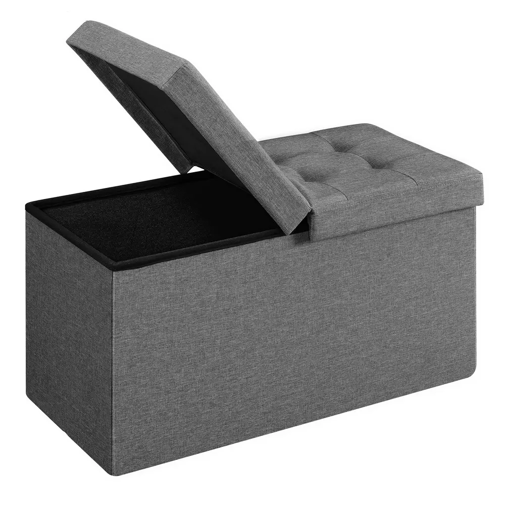 Grey Storage Ottoman with Flipping Lid