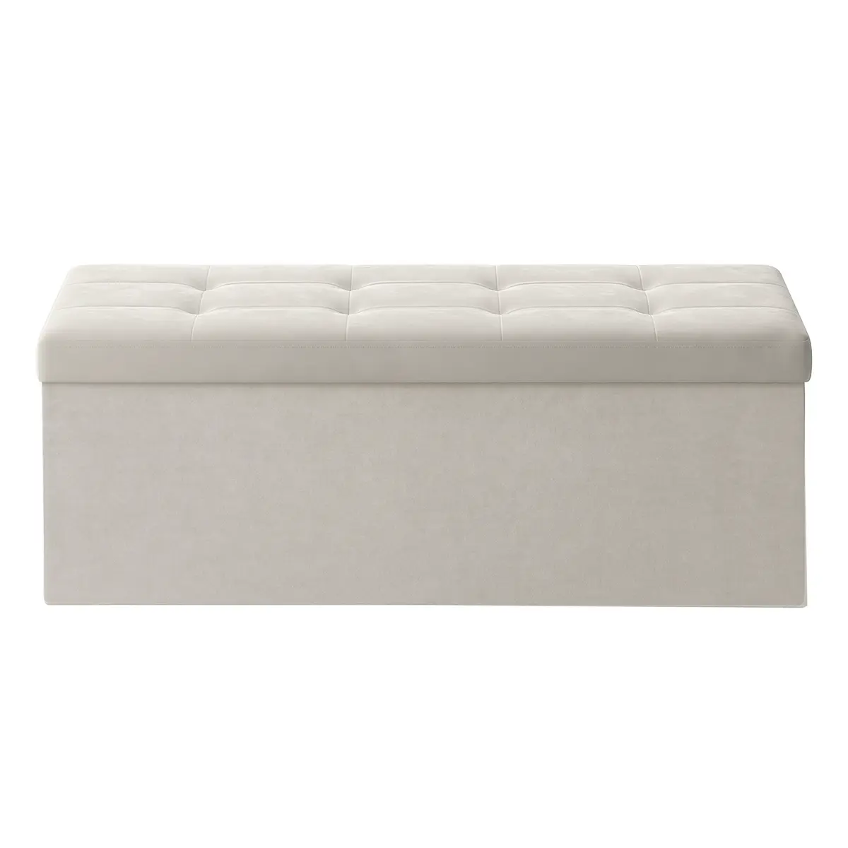 Foldable Bench Ottoman, Cube Storage Footstool, for Bedroom, Living Room, 300 kg Capacity, White