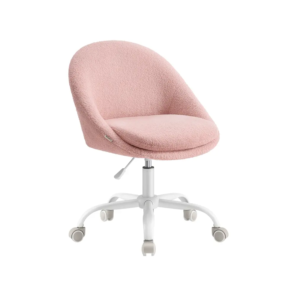 Office Chair, Sherpa Fabric, Foam Padding, Adjustable Height, for Home Office, Study, Bedroom, Jelly Pink