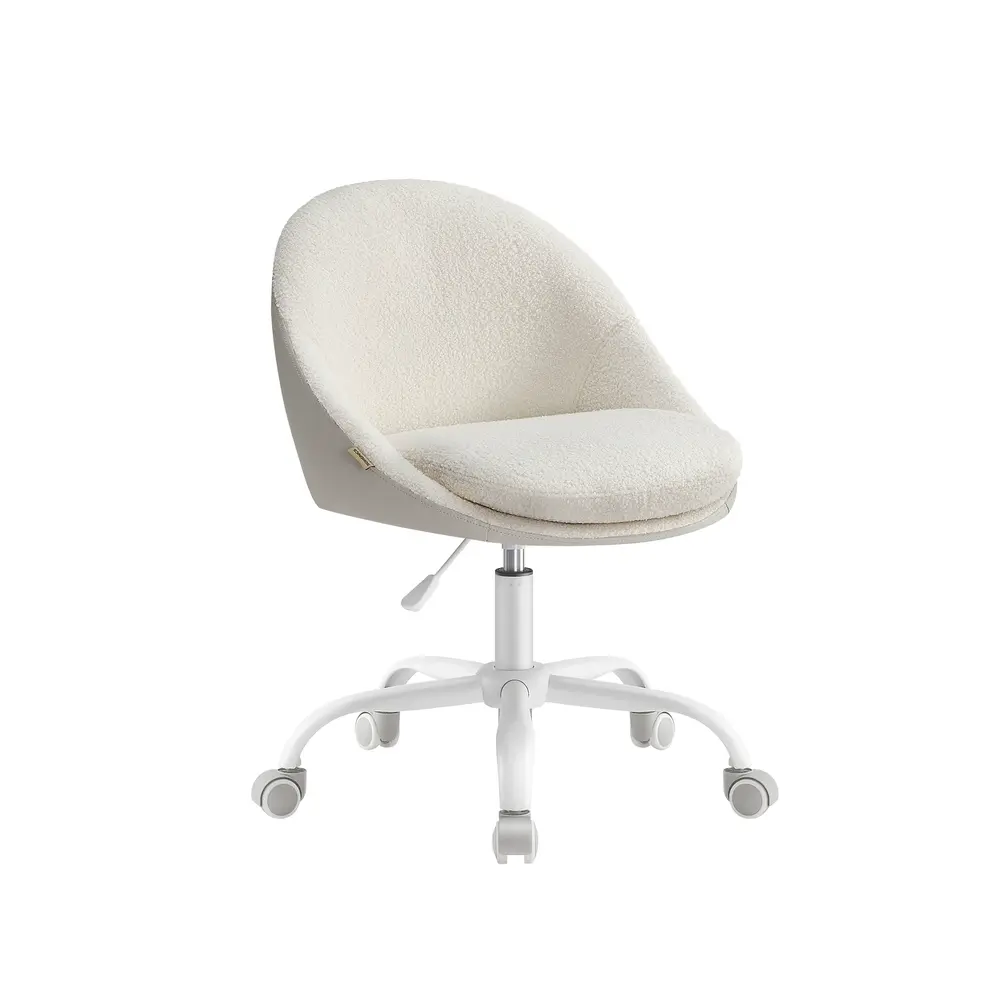 Office Chair, Swivel, Sherpa Fabric, Foam Padding, Adjustable Height, for Home Office, Study, Bedroom, Cream White