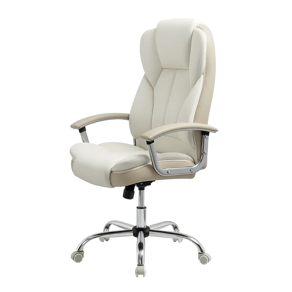 Office Chair with Armrests, White