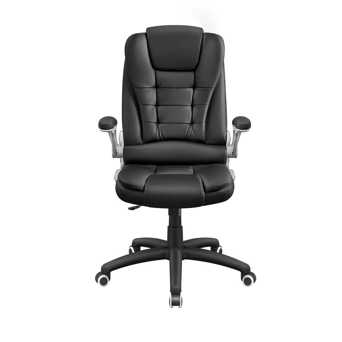 Office Chair with High Back and Flip-Up Armrest, Black