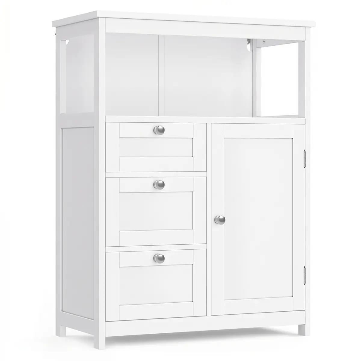 Freestanding Bathroom Floor Cabinet, 3-Drawer Storage Unit with Adjustable Shelf, Versatile Bathroom Organizer, White
