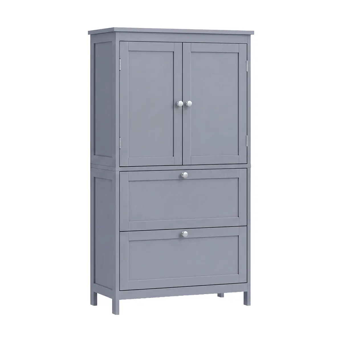Bathroom Floor Storage Cabinet, Freestanding Bathroom Storage Unit with 2 Drawers and Doors, Adjustable Shelf
