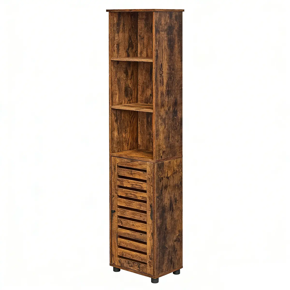Freestanding Tall Bathroom Storage Cabinet, Bathroom Floor Cabinet, with Open Shelves, Adjustable Shelves, Rustic Brown