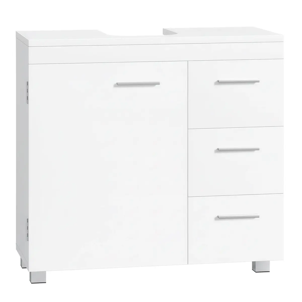 Pedestal Under Sink Bathroom Storage Cabinet, Bathroom vanity unit with 3 Drawers, 30 x 70 x 64 cm, White