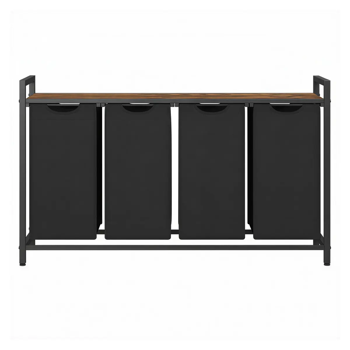 4-Section Laundry Hamper with Removable Bags, Laundry Basket with Shelf for Bedroom, 4 x 40 L, Brown and Black