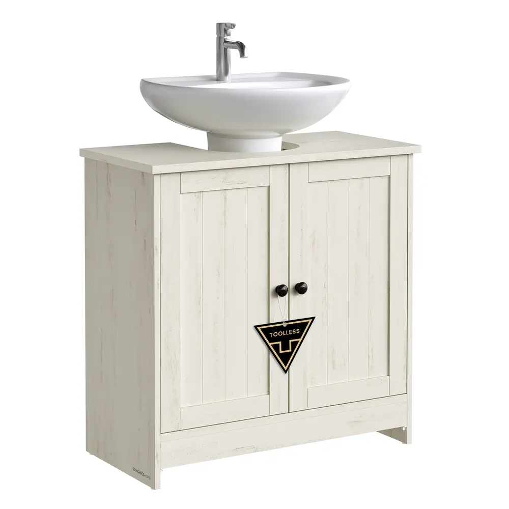 Bathroom Under Sink Cabinet Superfast Toolless Assembly Rustic White