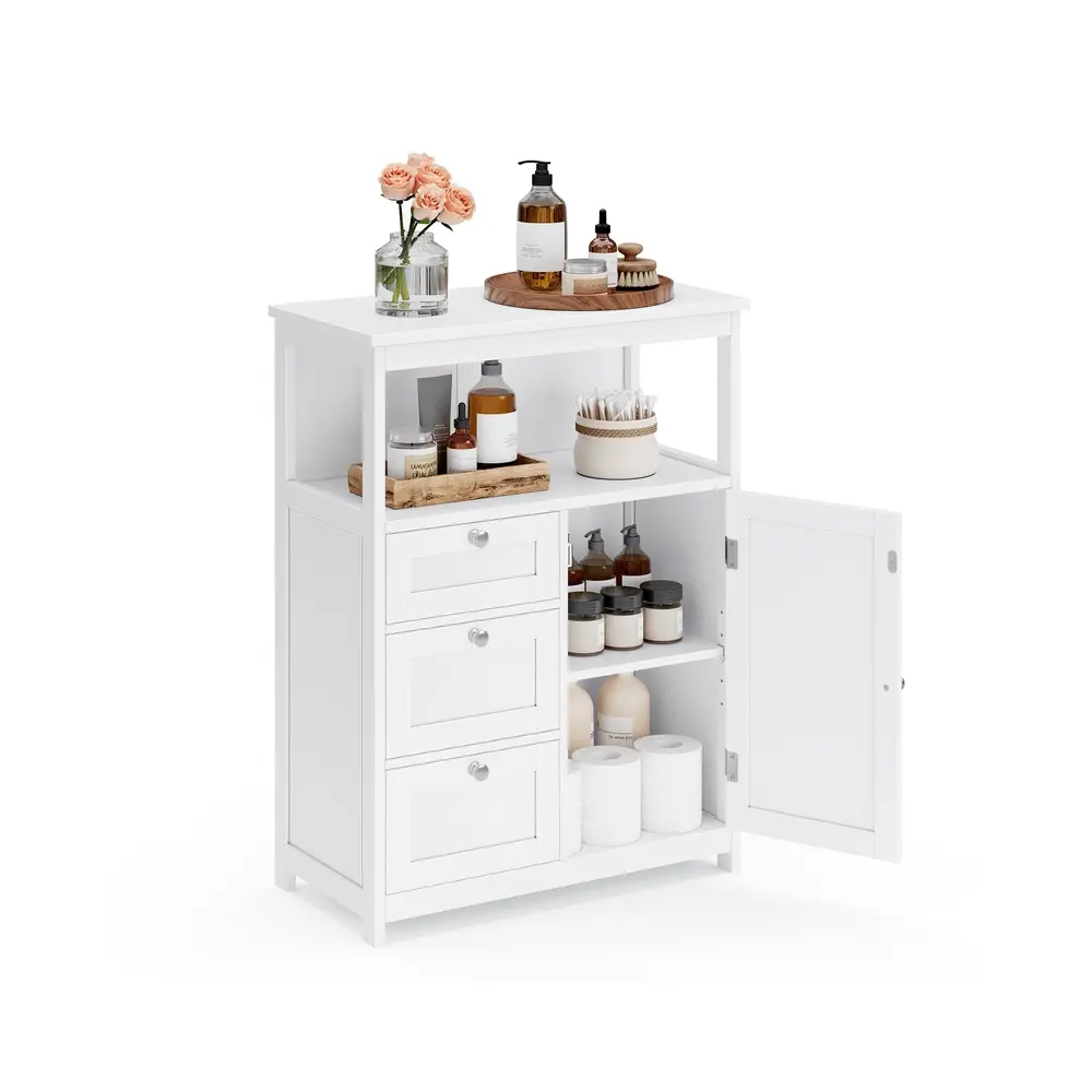 Storage Cabinet Storage Organizer with 3 Drawers Adjustable Shelf Cloud White