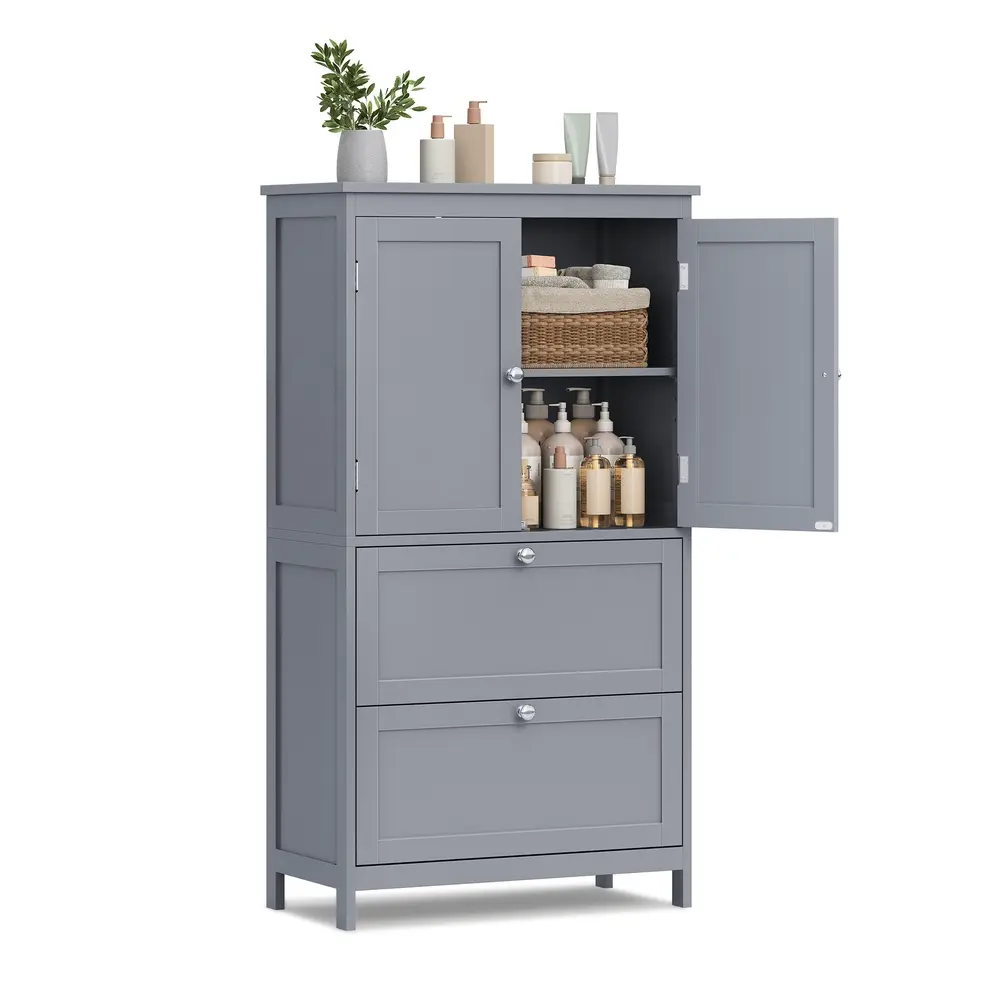 Bathroom Cabinet with 2 Drawers and 2 Doors 30 x 60 x 110 cm Dove Grey