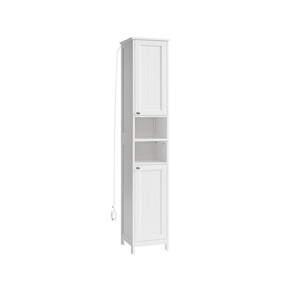 Slim Bathroom Cabinet with Lights Cloud White