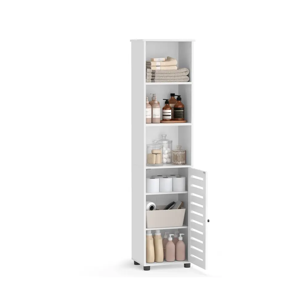 Bathroom Floor Cabinet with Open Compartments Cloud White