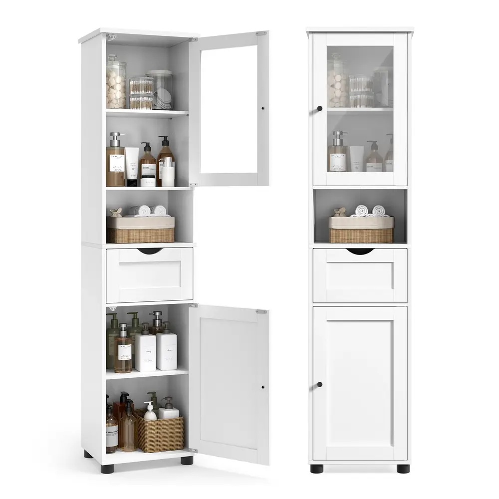 Free-Standing Bathroom Cabinet with Open Shelf Cloud White