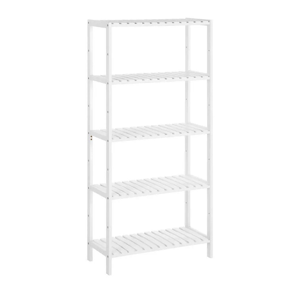 Bamboo Storage Shelf 5-Tier 26 x 60 x 130 cm White