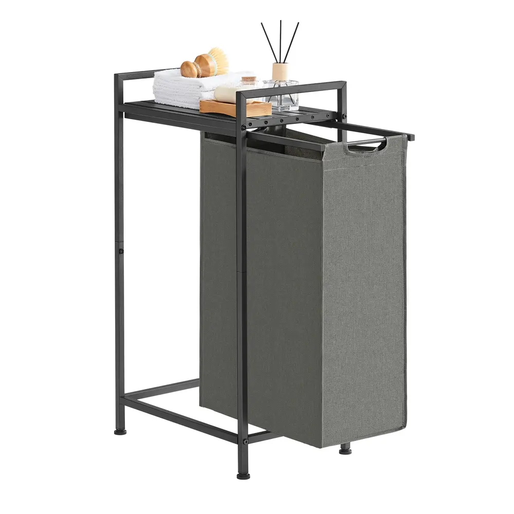 47 L Pull-Out Laundry Basket Slate Grey and Charcoal Grey