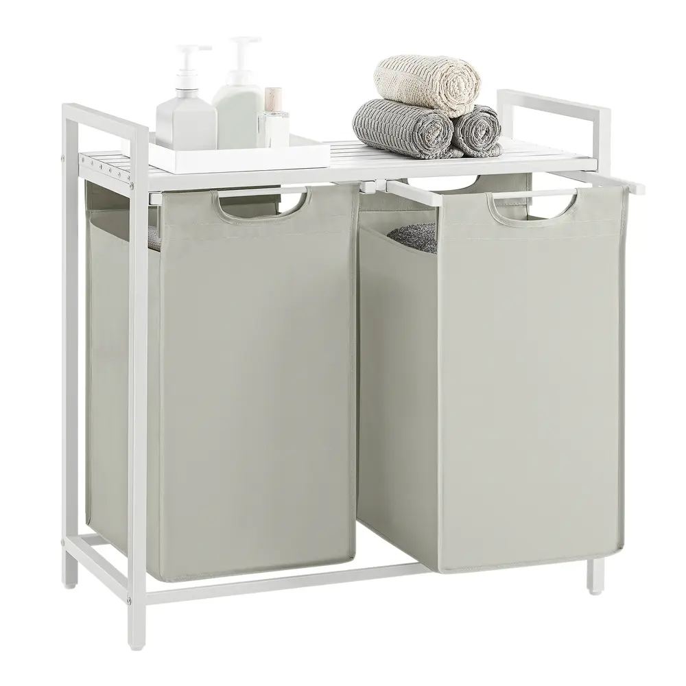2 x 46L Laundry Basket White