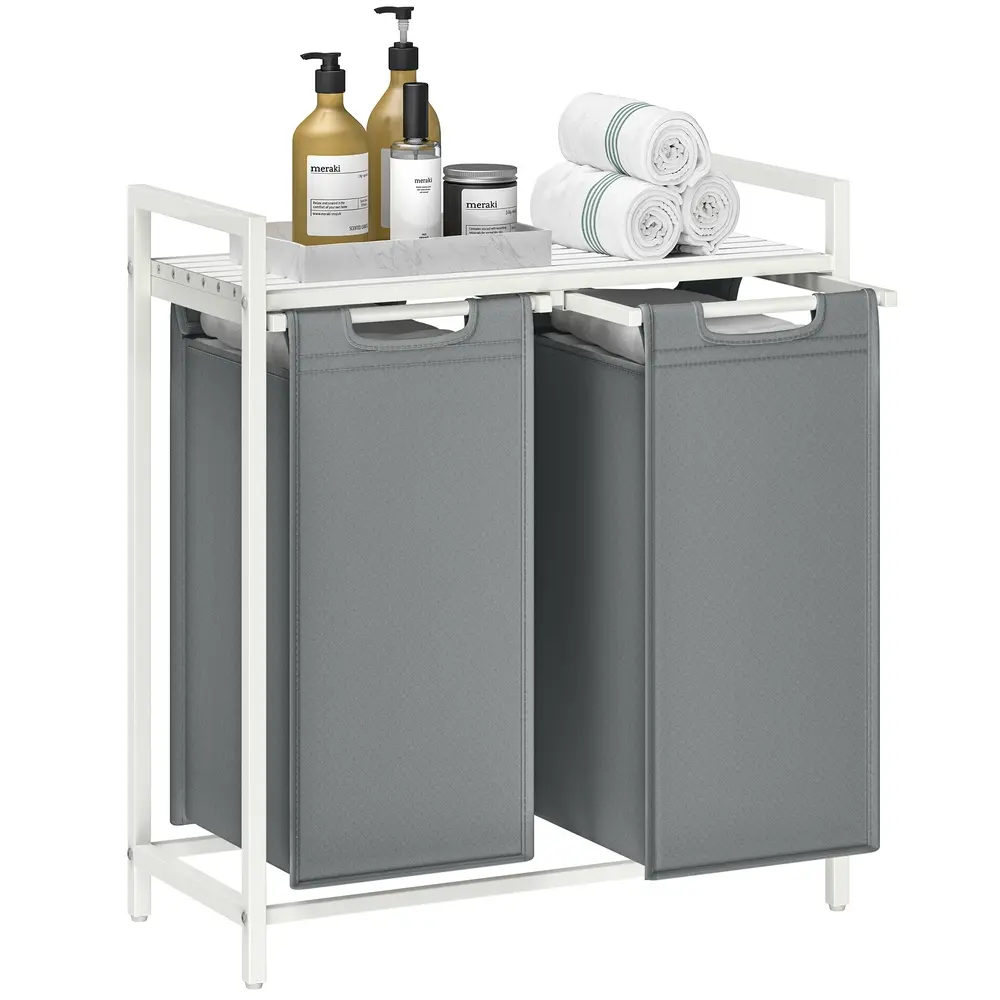 2-Compartment Laundry Hamper White