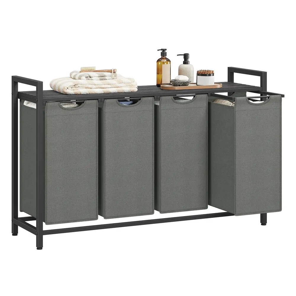 4-Compartment Laundry Basket Ink Black and Slate Grey