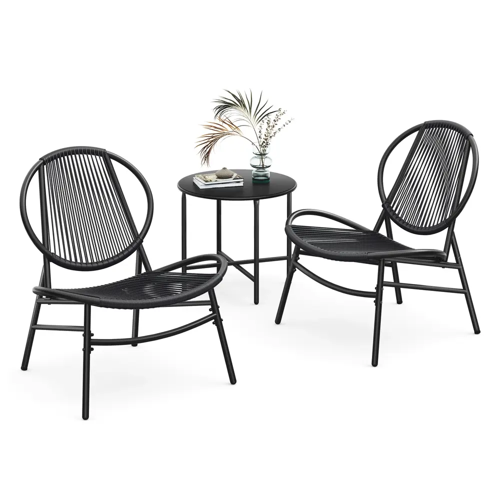 3-Piece Garden Bistro Set Ink Black
