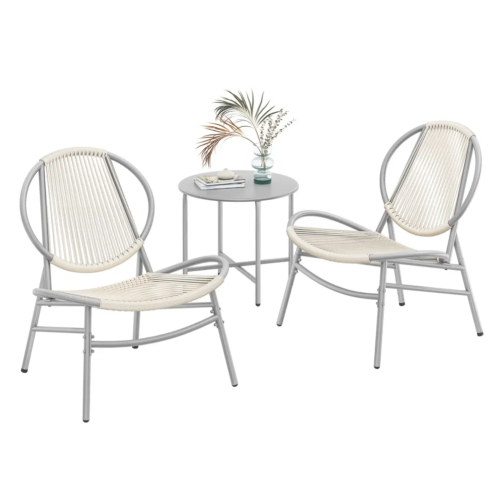 Garden Bistro Set with Side Table and 2 Chair Dove Grey
