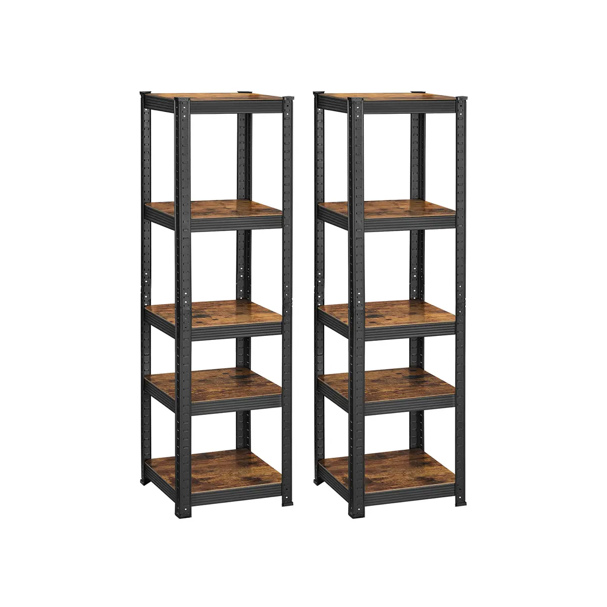 Set of 2 Shelving Units, 37 x 37 x 150 cm, 400 kg Load Capacity (80 kg per Shelf)