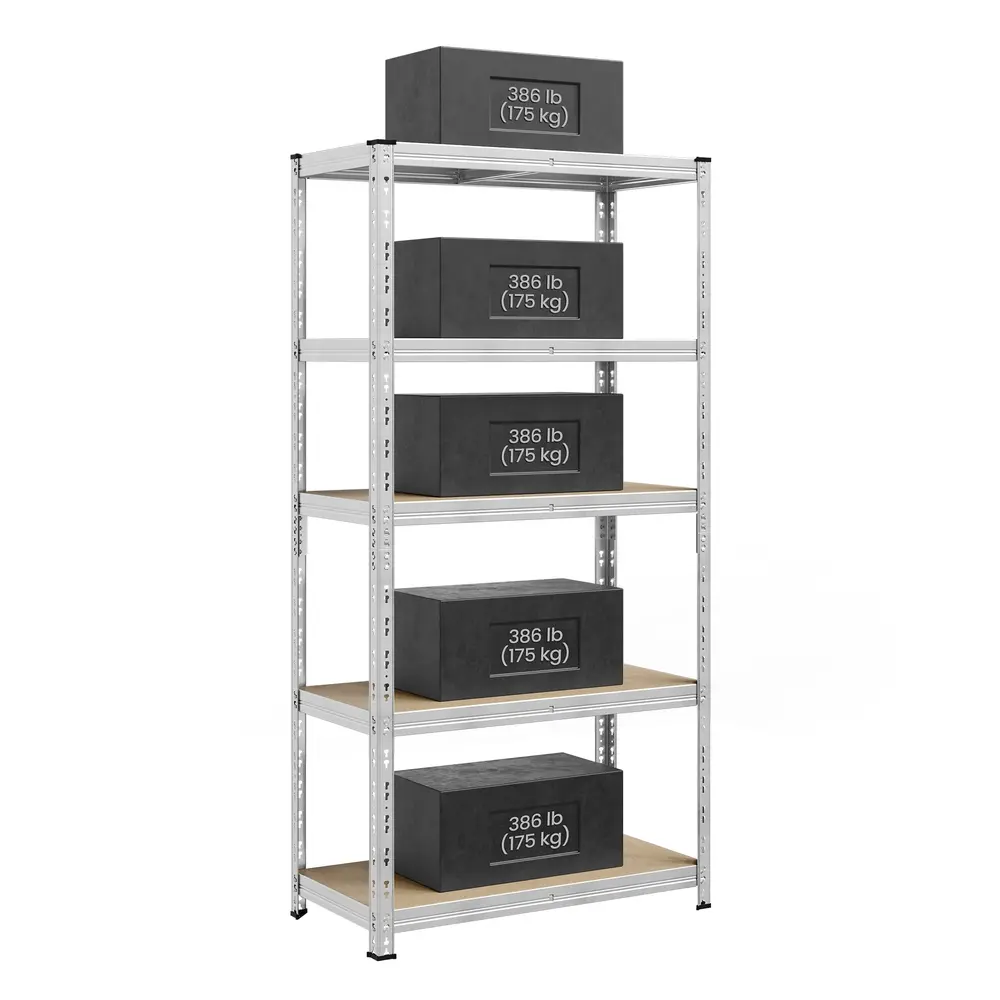 Heavy duty metal storage shelf with adjustable shelves Silver