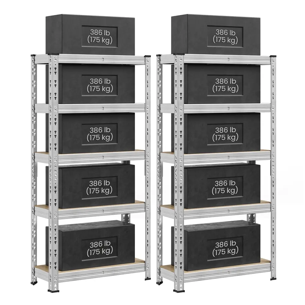 Heavy duty metal storage shelf with adjustable shelves Silver