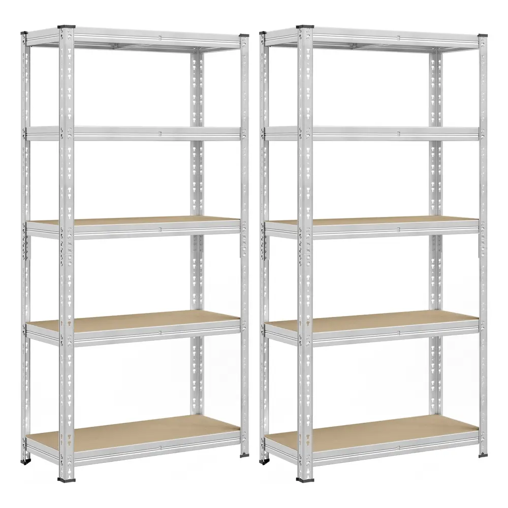 Heavy duty metal storage shelf with adjustable shelves Silver