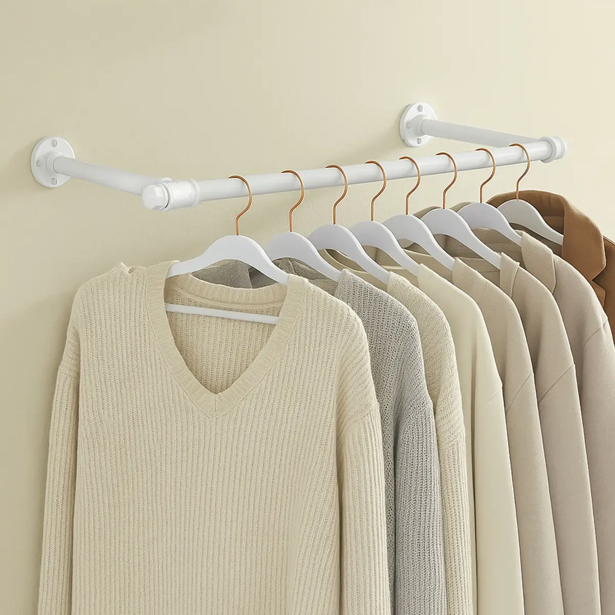 2 Pack Clothes Rack Wall-Mounted, Industrial Pipe Clothing Rack, Space-Saving Garment Rack