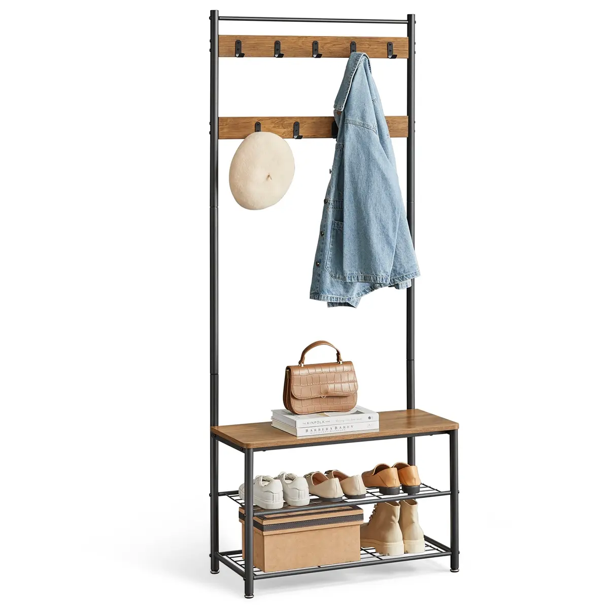 Coat Rack Walnut Brown and Black