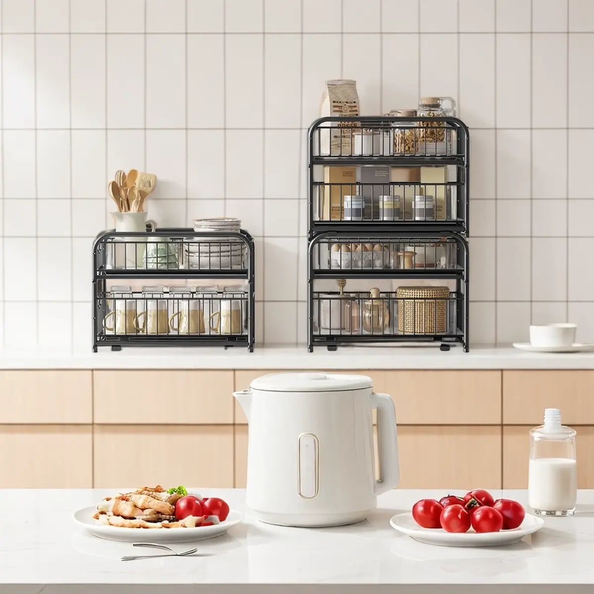 2-Tier Under Sink Organizer, Bathroom Kitchen Storage, 2 Sliding Baskets