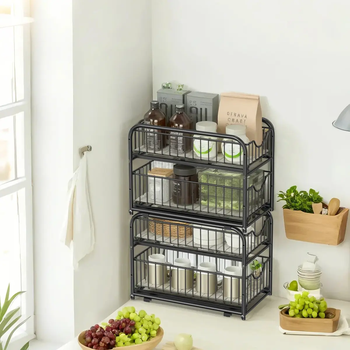 2-Tier Under Sink Organizers, Set of 2, Bathroom Kitchen Storage