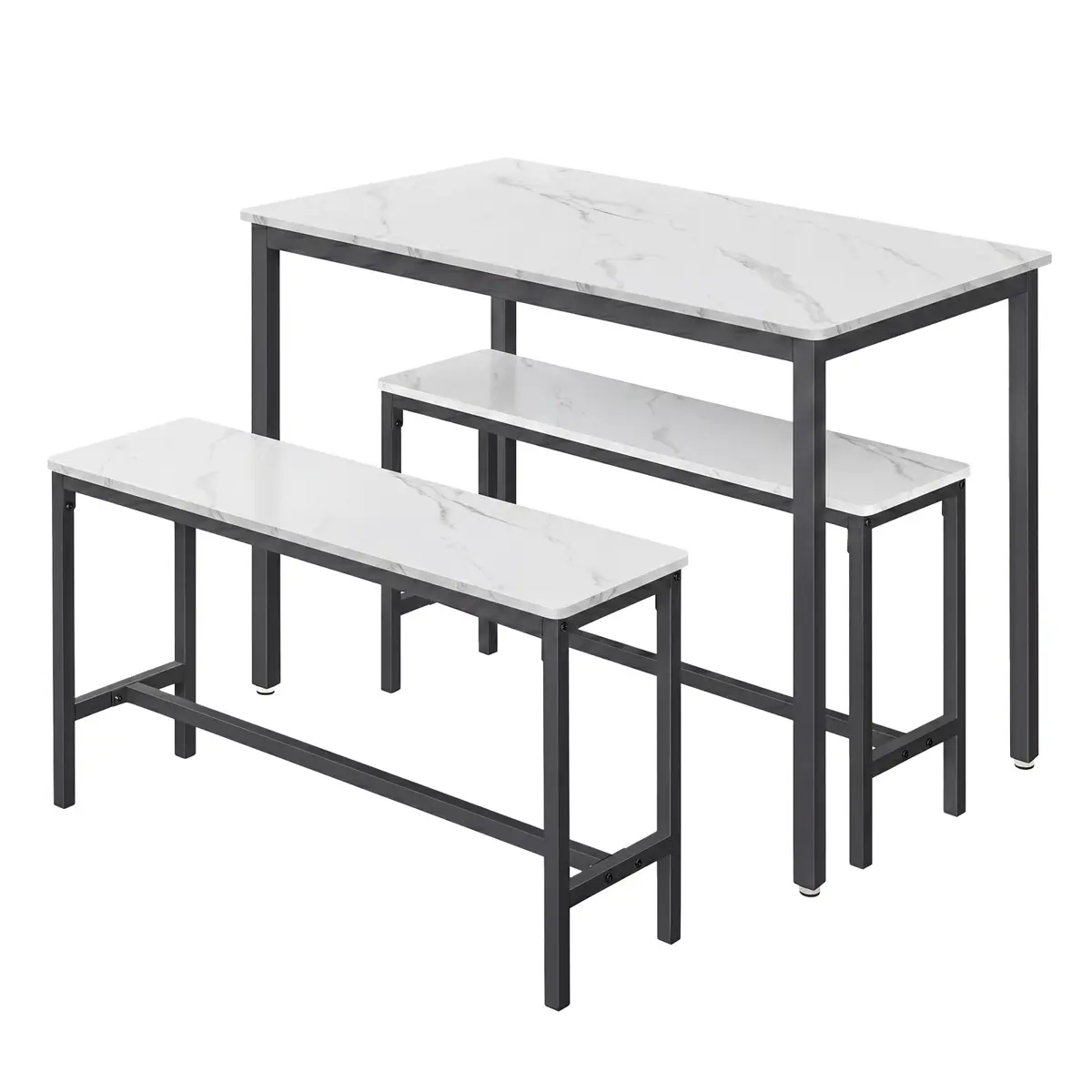 Dining Table with 2 Benches, Set of 3