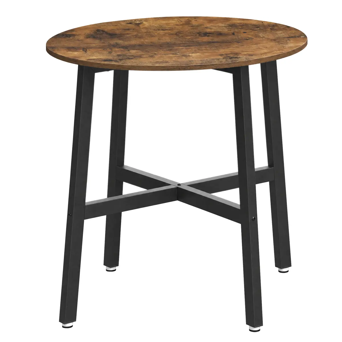 Round Dining Table, Industrial Table for Kitchen, Living Room, Rustic Brown and Black