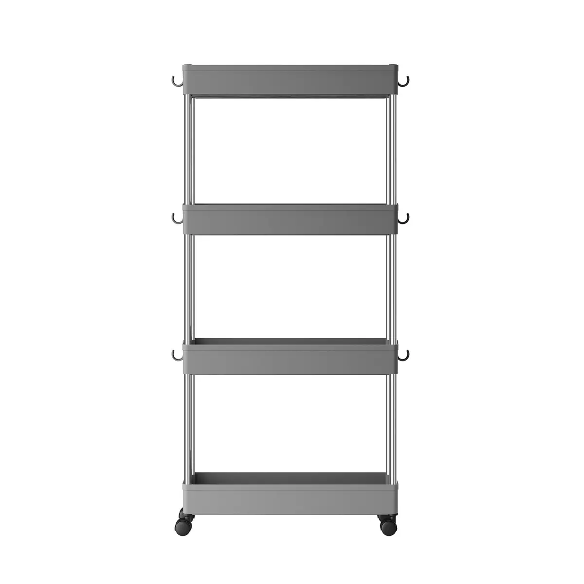 4-Tier Narrow Storage Trolley, Space-Saving Rolling Trolley with Wheels, for Kitchen Living Room Bathroom